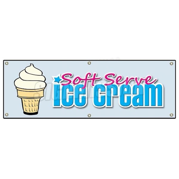 SOFT SERVE VANILLA ICE CREAM BANNER SIGN cone sundae banana split swirl